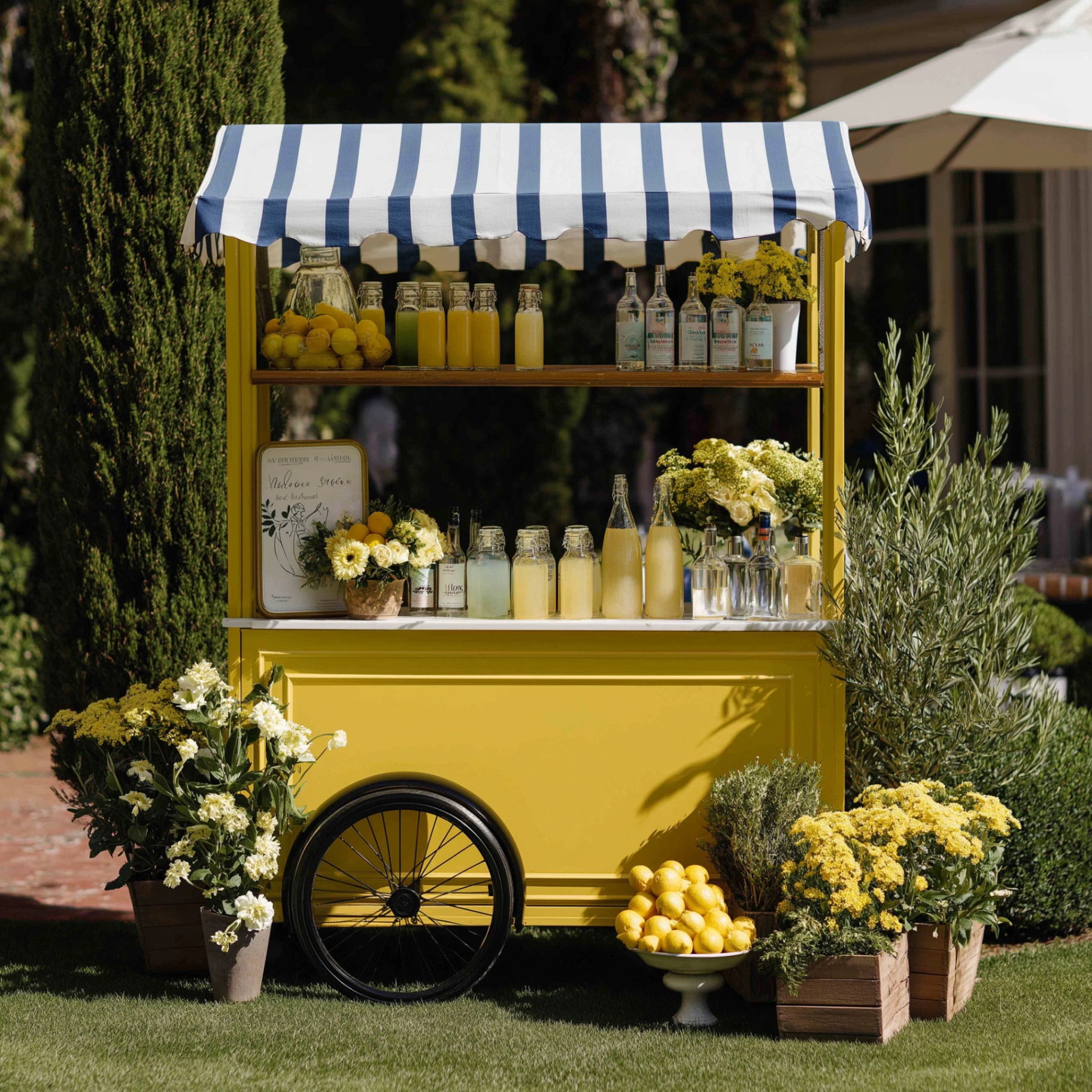 Styled lemonade cart at an outdoor event